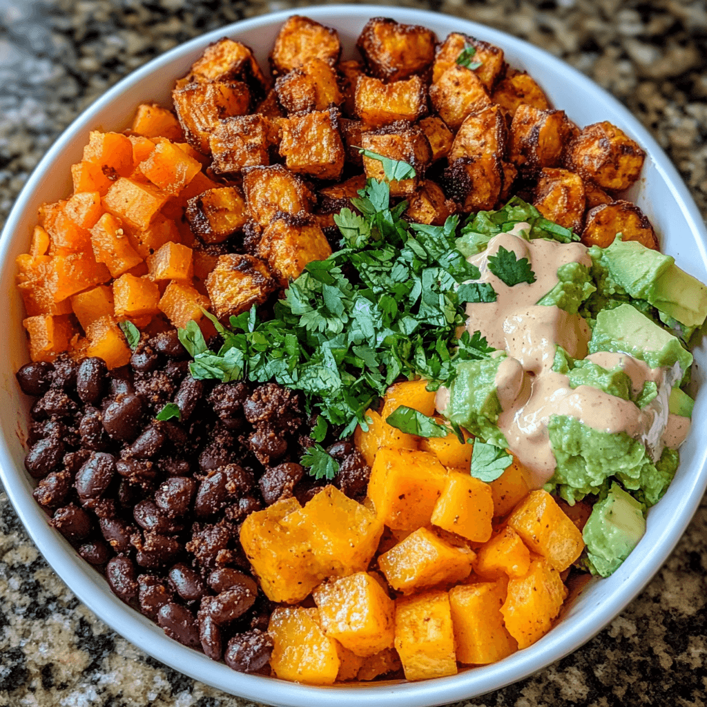 Assembled taco sweet potato bowl with toppings